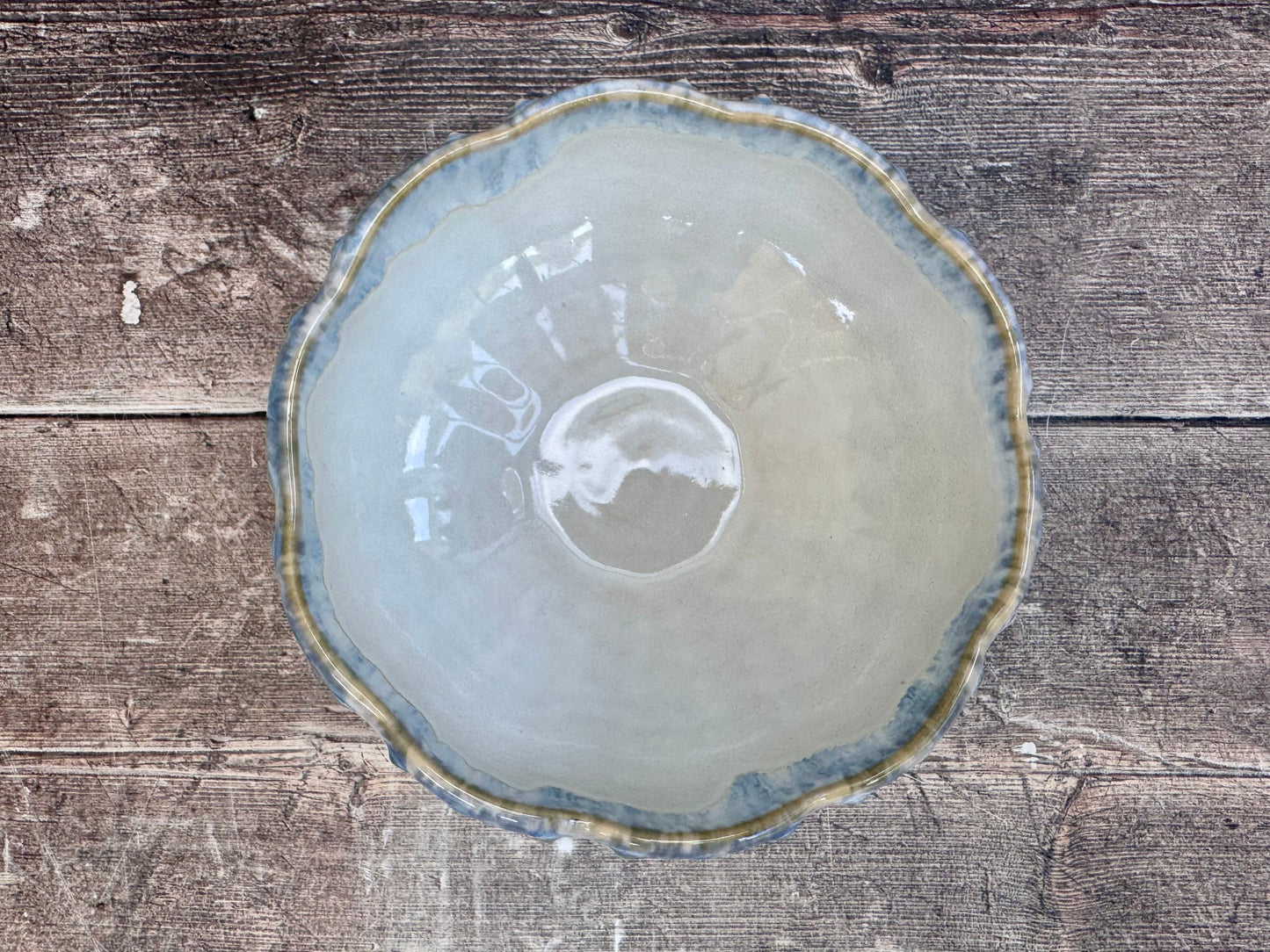 Pale Blue Patterned Dimple Spot Bowl, 17.5cm