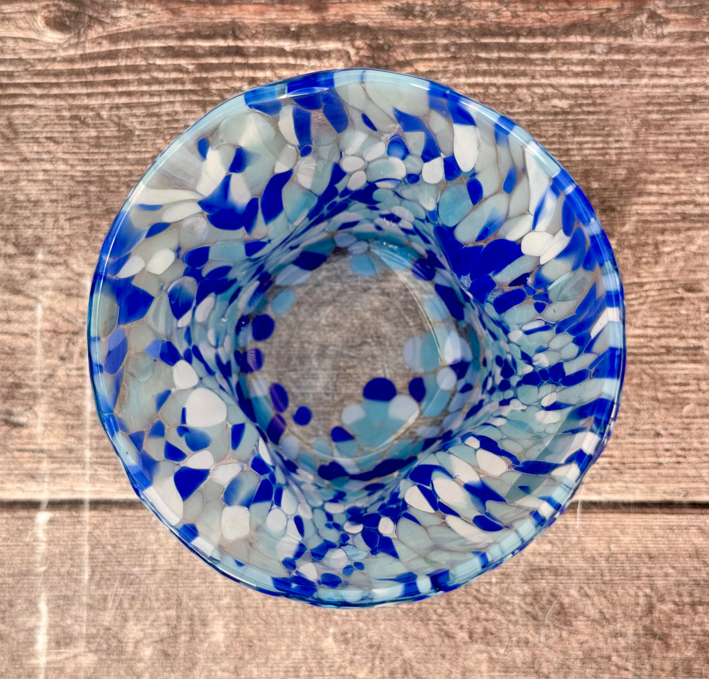 Blue Speckled Murano Drinking Glass, 10cm