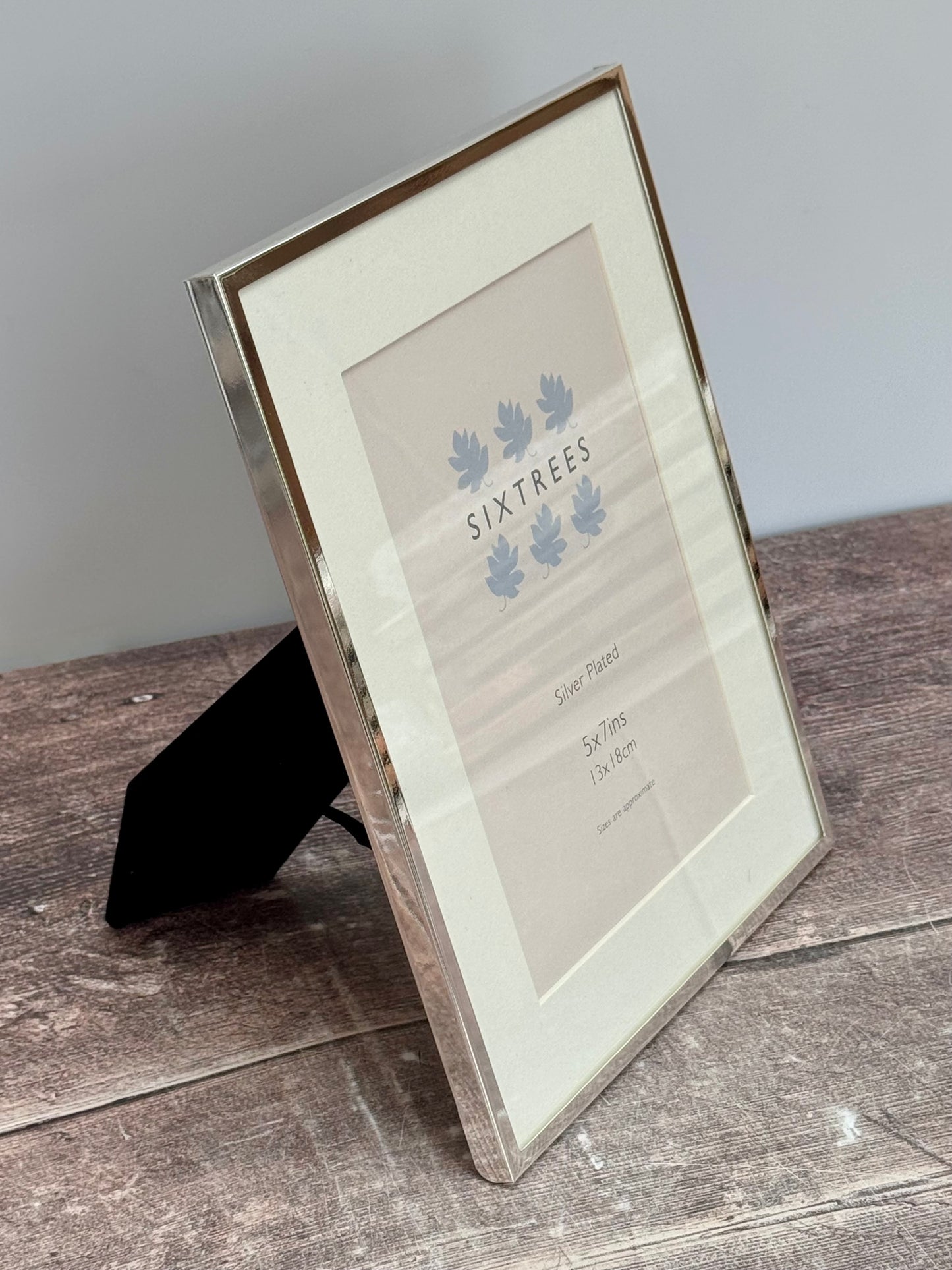 Sixtrees Silver Plated Photo Frame with Aperture, 5’ x 7’