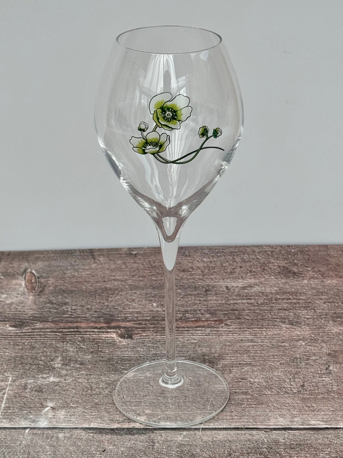 Pair of Perrier-Jouet Green Flower Champagne Glasses, 28.5cl