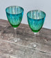 2 Peacock Wine Glasses