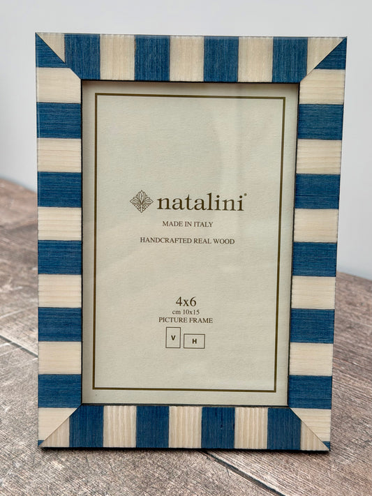 Natalini Blue and White Striped Photo Frame 4 x 6