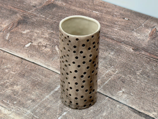 Small Grey Spotty Bud Vase, 11cm