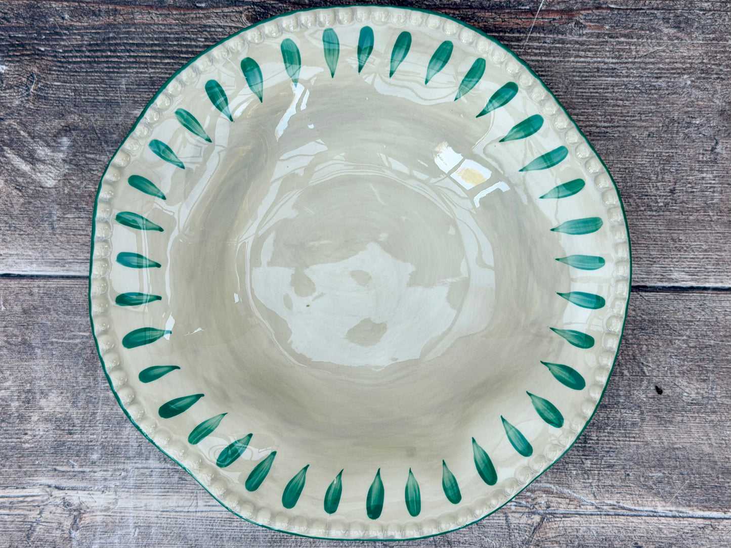 Green Patterned Bowl, 22cm