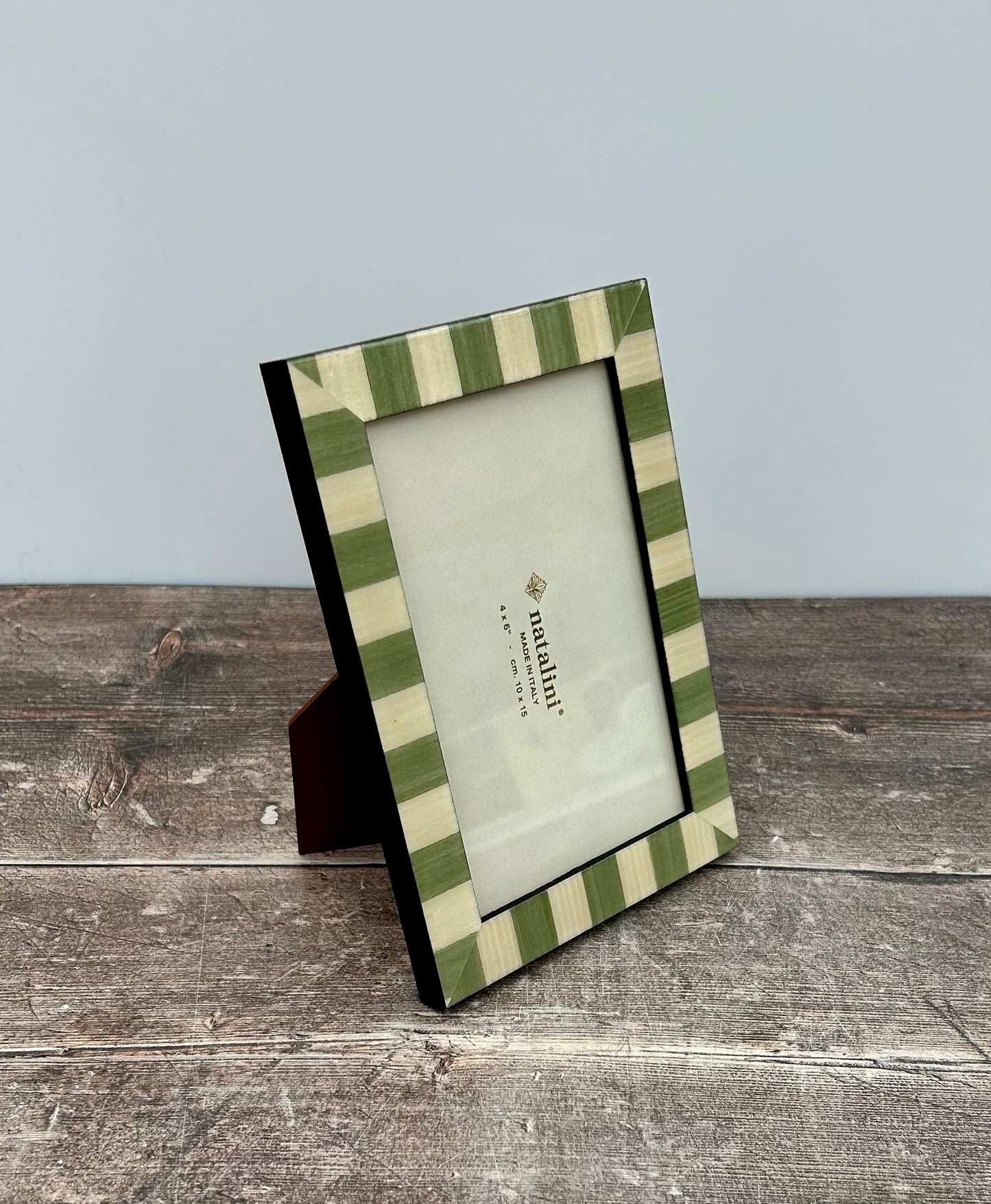 Natalini Pale Green and Cream Striped Photo Frame 4 x 6