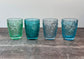 Set of 4 Green and Blue Fish Patterned Glass Tumblers