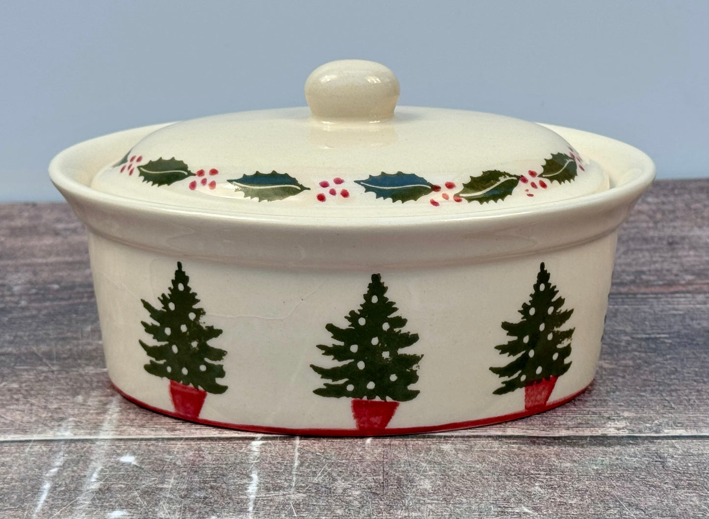 Christmas Tree Patterned Butter Dish