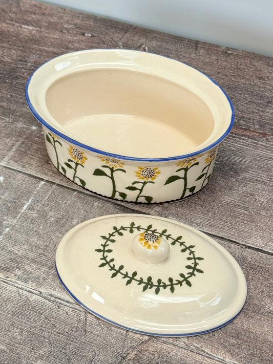 Sunflower Patterned Butter Dish