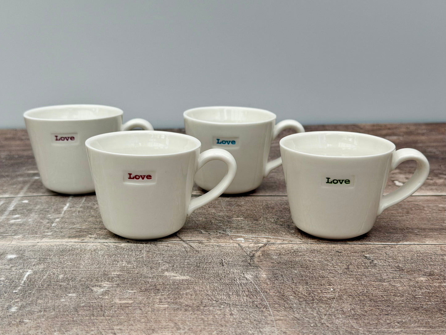 Set of 4 White ‘love’ Espresso Mugs