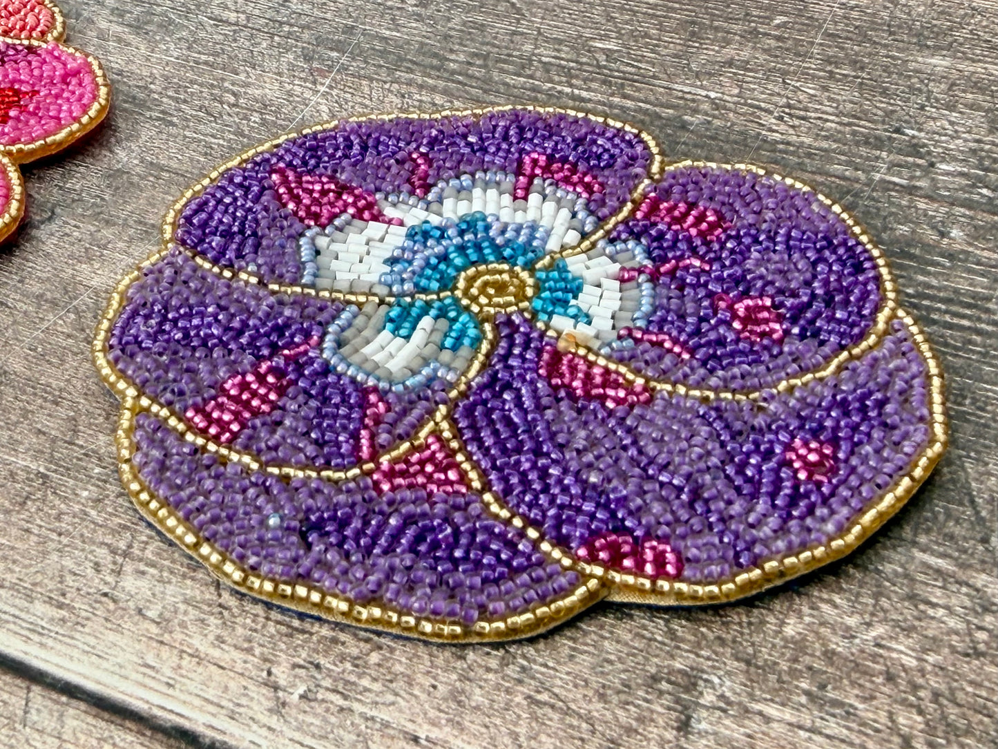 Set of 2 Beaded Flower Coasters