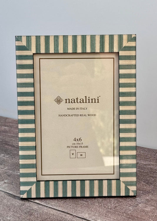 Natalini Turquoise and Cream Striped Photo Frame 4 x 6