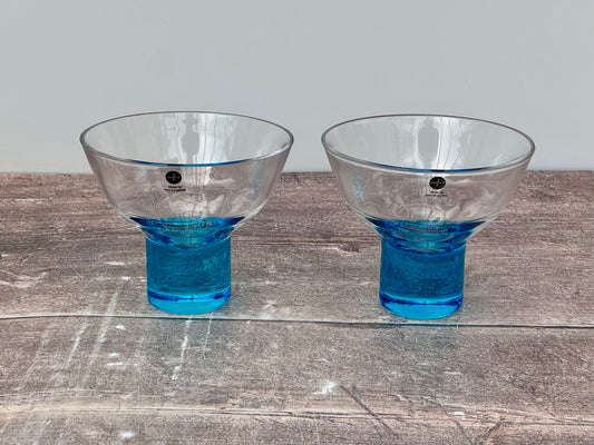 Pair of Light Blue Base Cocktail Saucer/Glasses