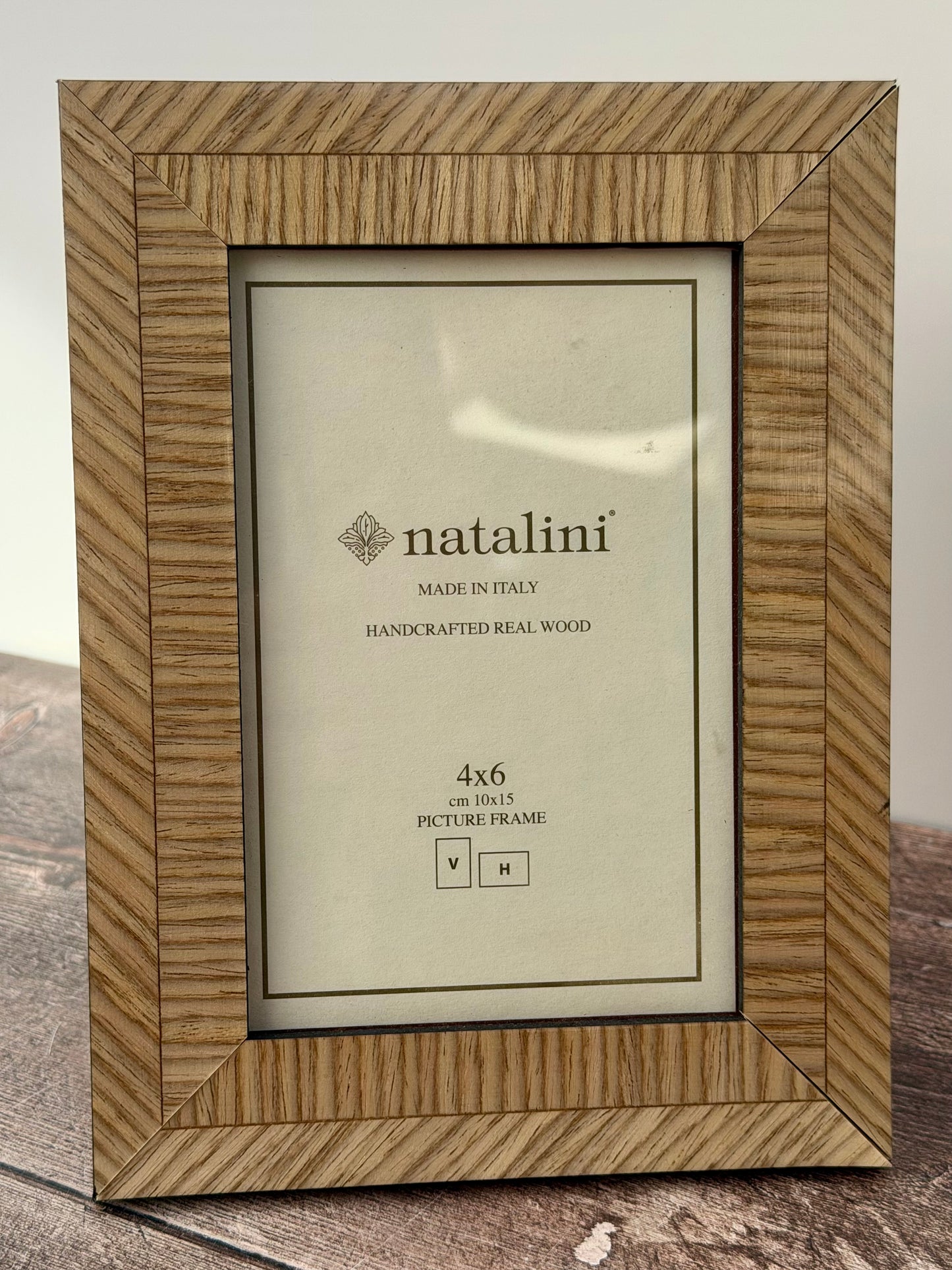 Natalini Light Brown Stripe Effect Border Photo Frame 4 x 6