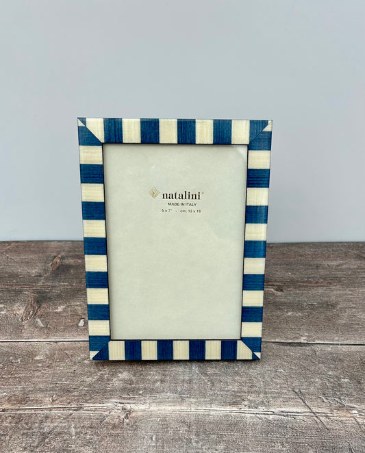 Natalini Blue and Cream Striped Photo Frame 5 x 7