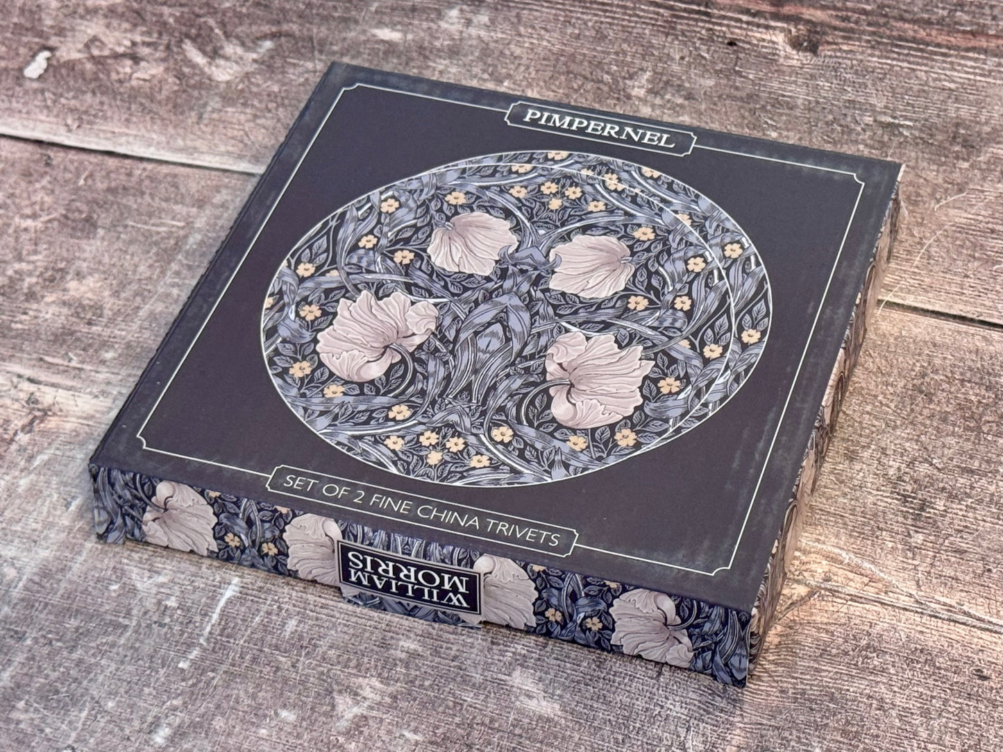 Set of 2 William Morris Blue Pimpernel Trivets, 16cm