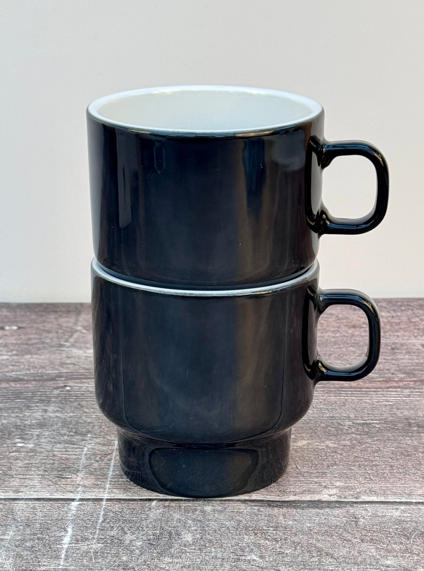 LSA Grey Utility Stackable Flat White Mugs