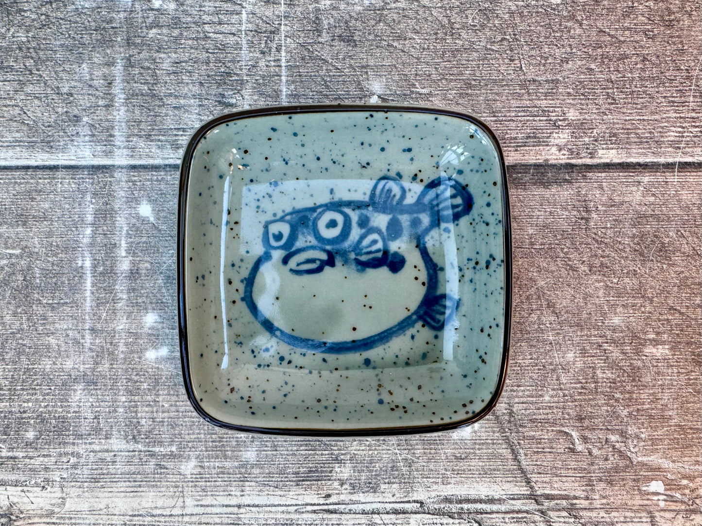 Tokyo Design Studio Blue Puffer Fish Patterned Dipping Bowl, 8.5cm