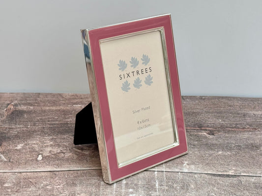 Sixtrees Silver Plated Pink Border Photo Frame, 4’ x 6’