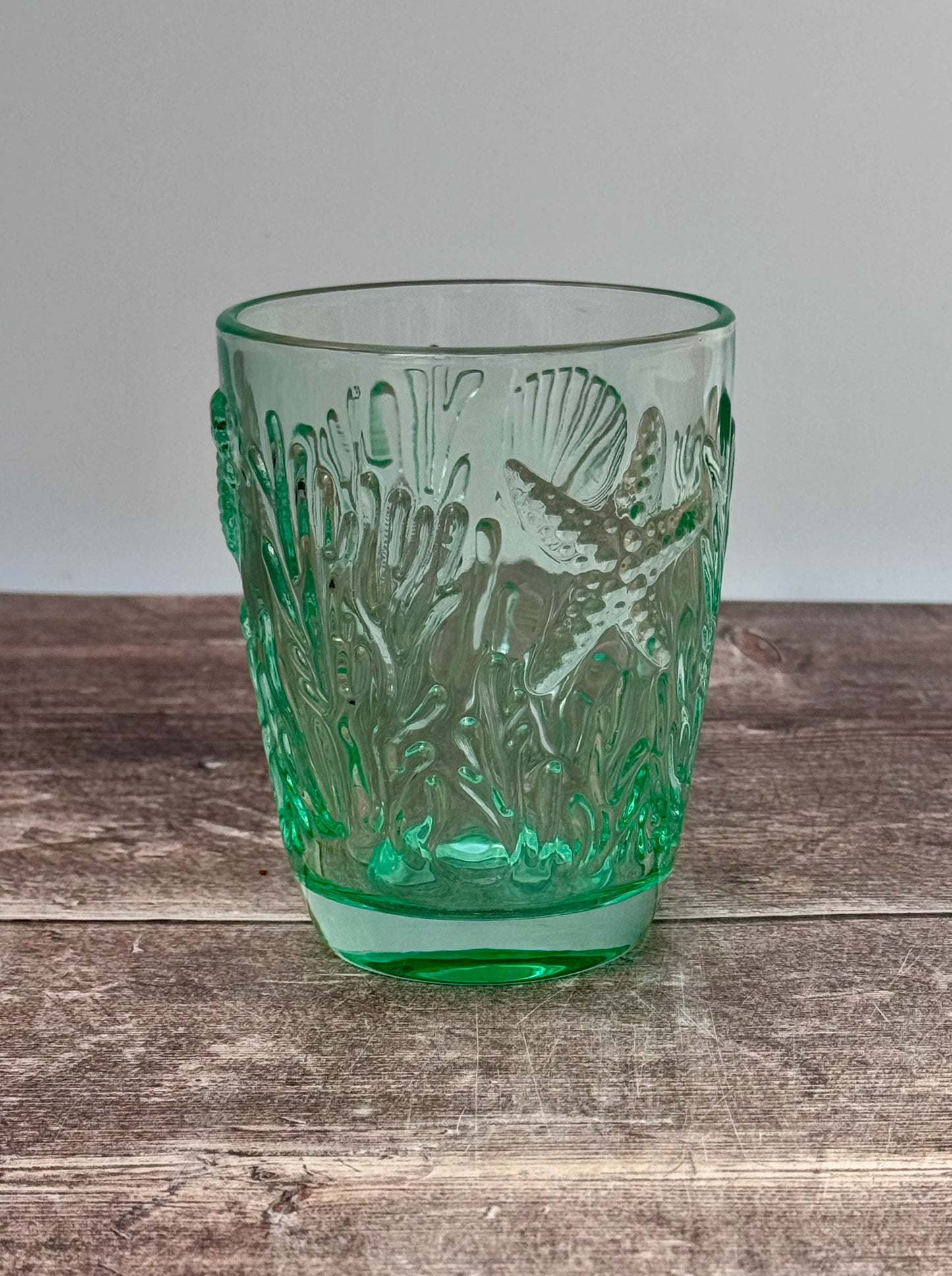 1 Green Seaside Patterned Glass Tumbler