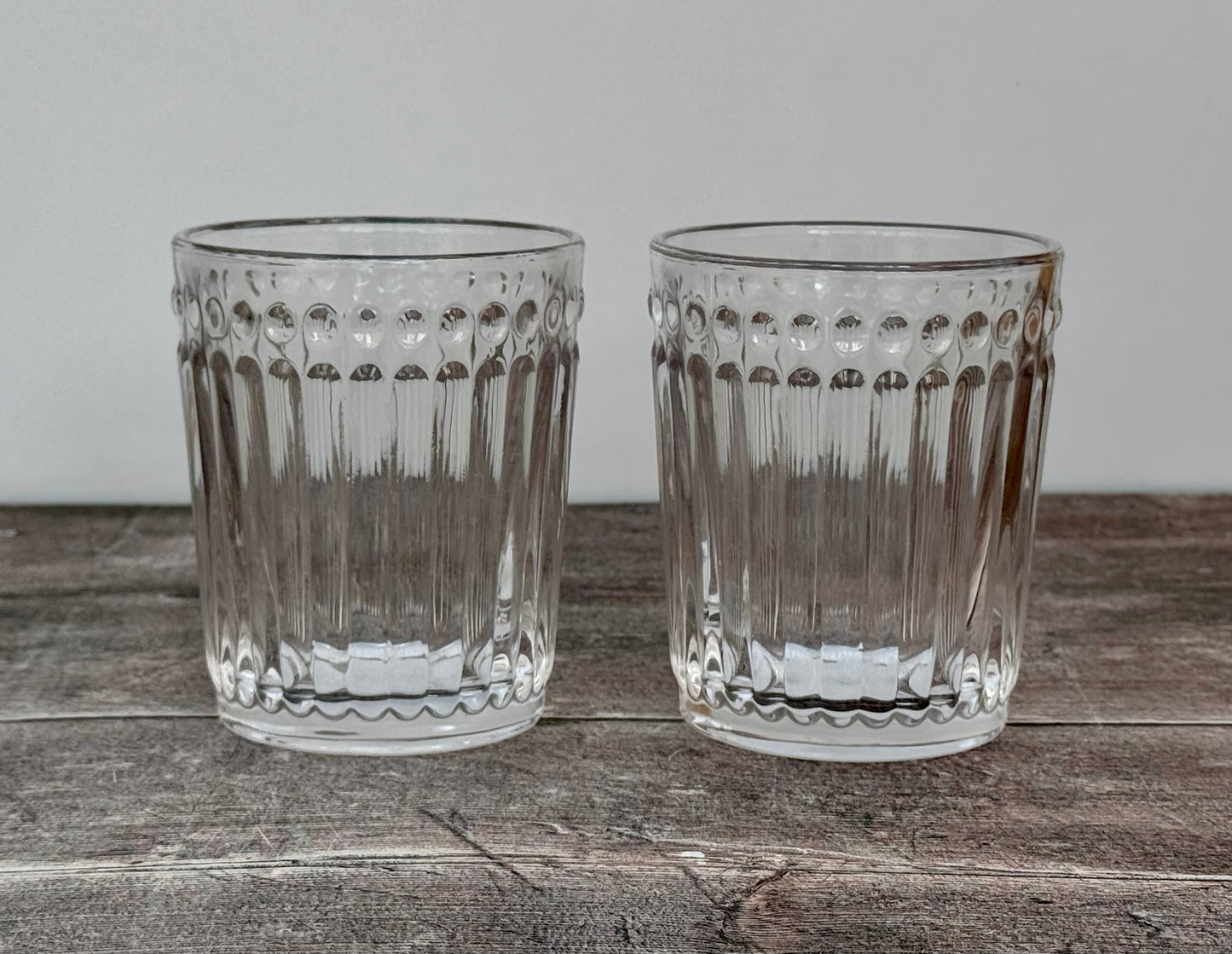 Set of 2 Clear Patterned Tumbler Glasses