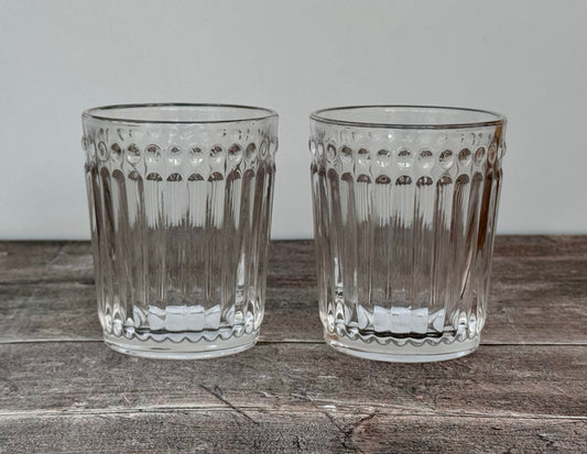 Set of 2 Clear Patterned Tumbler Glasses