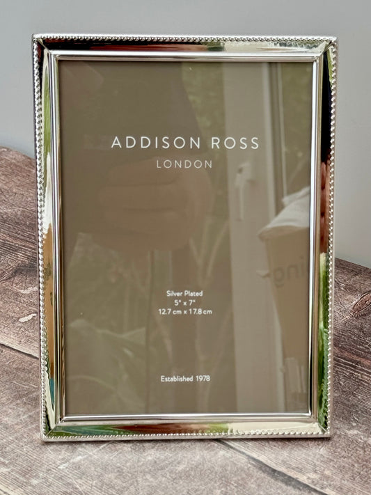 Addison Ross Silver Plated Beaded Outer Border Photo Frame, 5 x 7