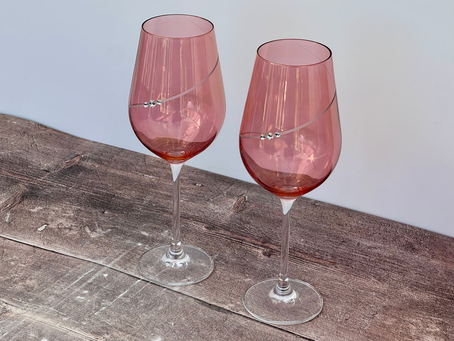 Set of 2 Pink Portmeirion Wine Glasses