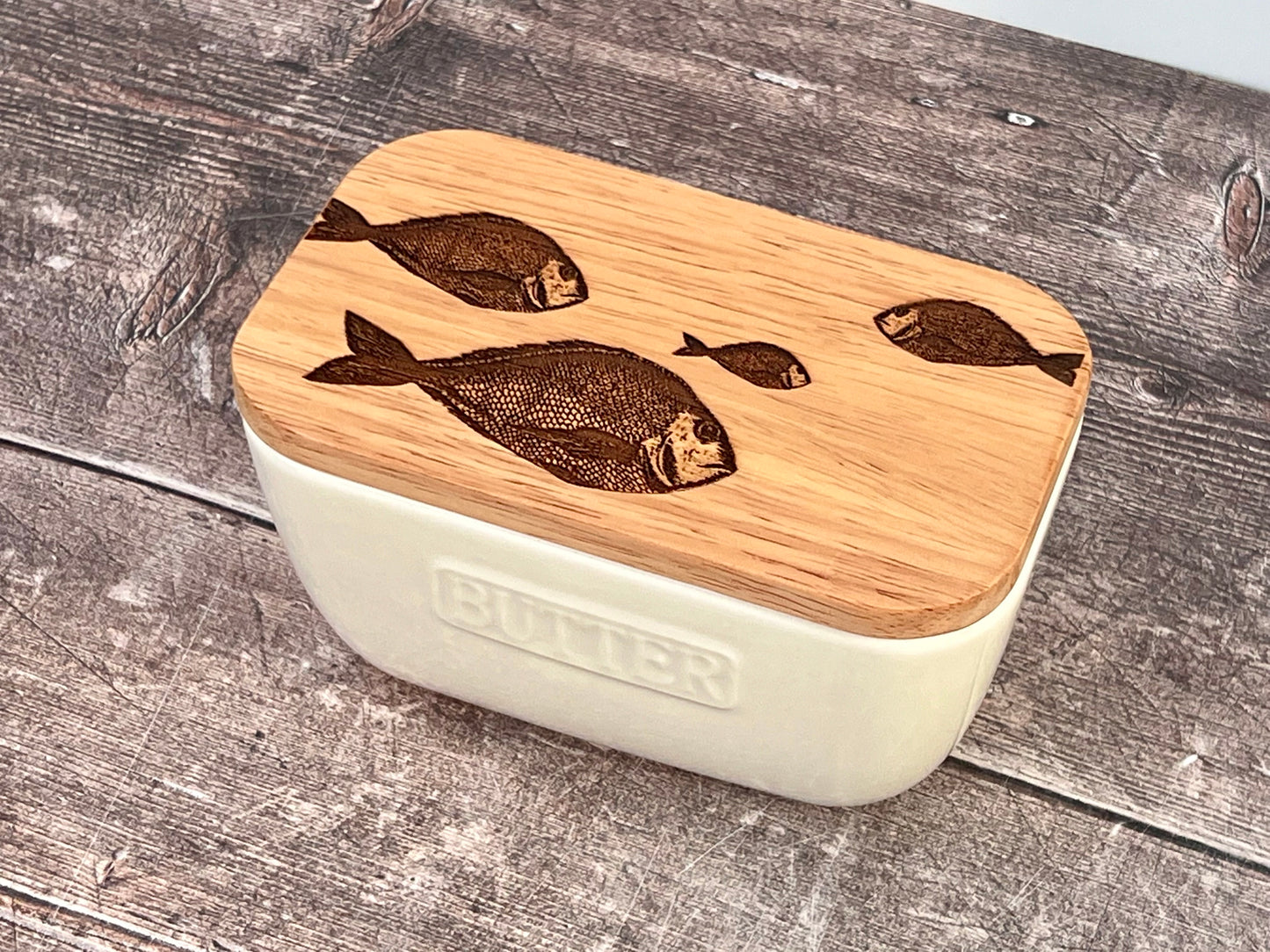 Fish White Butter Dish