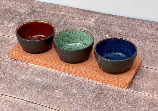 Set of 3 Small Bitz Tapas Bowl on Wooden Base, 10cm