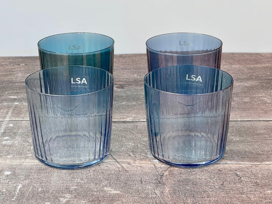 LSA Set of 4 GEMS Blue Glass Tumblers, 310ml