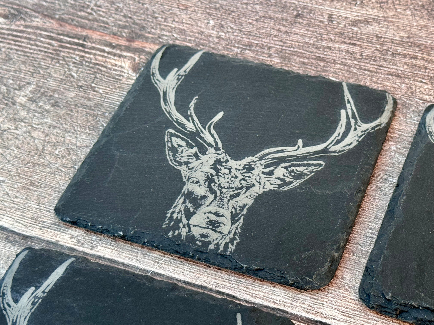 Set of 4 Stag Prince Slate Coasters