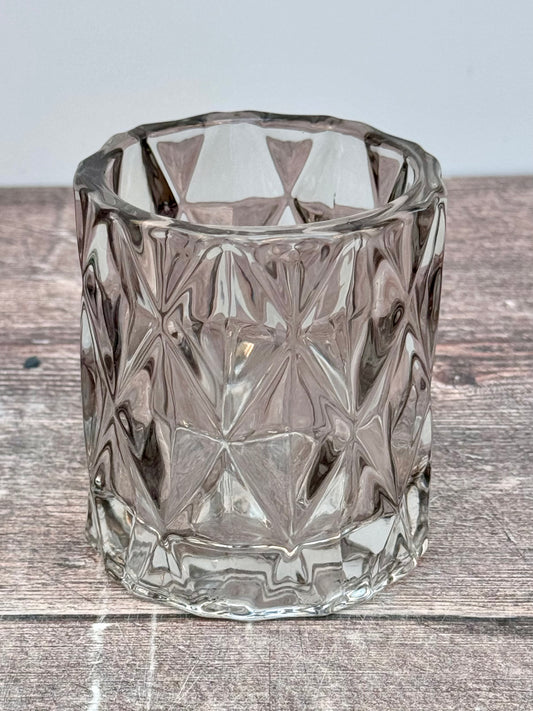 Grey/Smoke Glass Tea Light Candle Holder