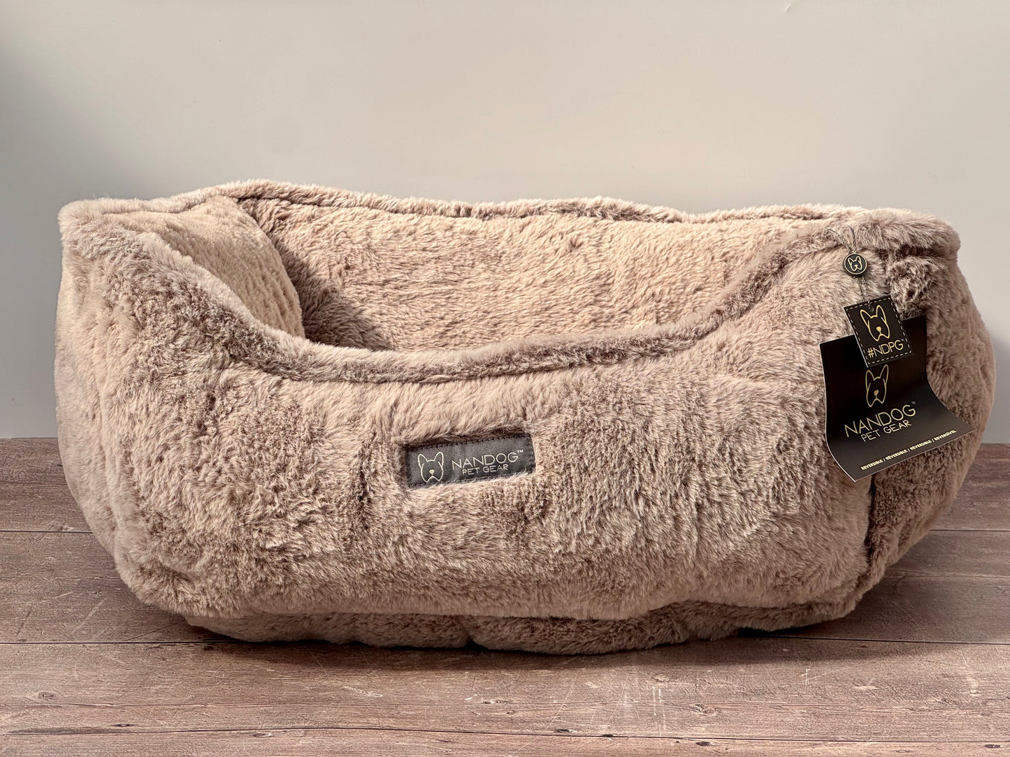Nandog Pet Gear Brown Fluffy Soft Reversible Dog Bed, 52cm