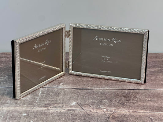 Addison Ross Silver Plated Spotted Double Frame, 4 x 6
