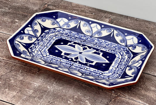 Blue Patterned Serving Plate, 34cm