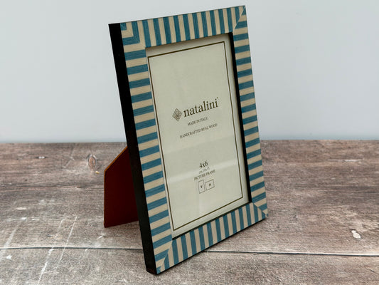 Natalini Light Blue and White Striped Photo Frame 4 x 6