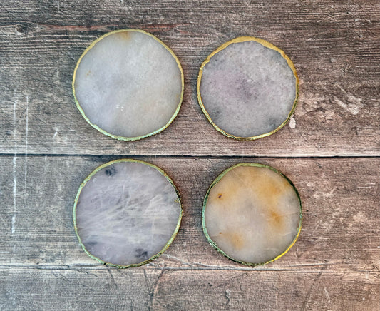 Set of 4 White Agate Coasters