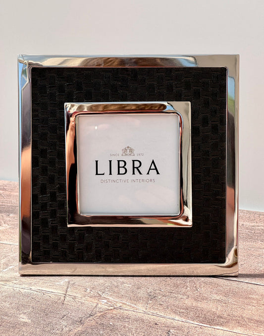 Libra Black and Silver Tone Square Photo Frame, 20cm x 20cm