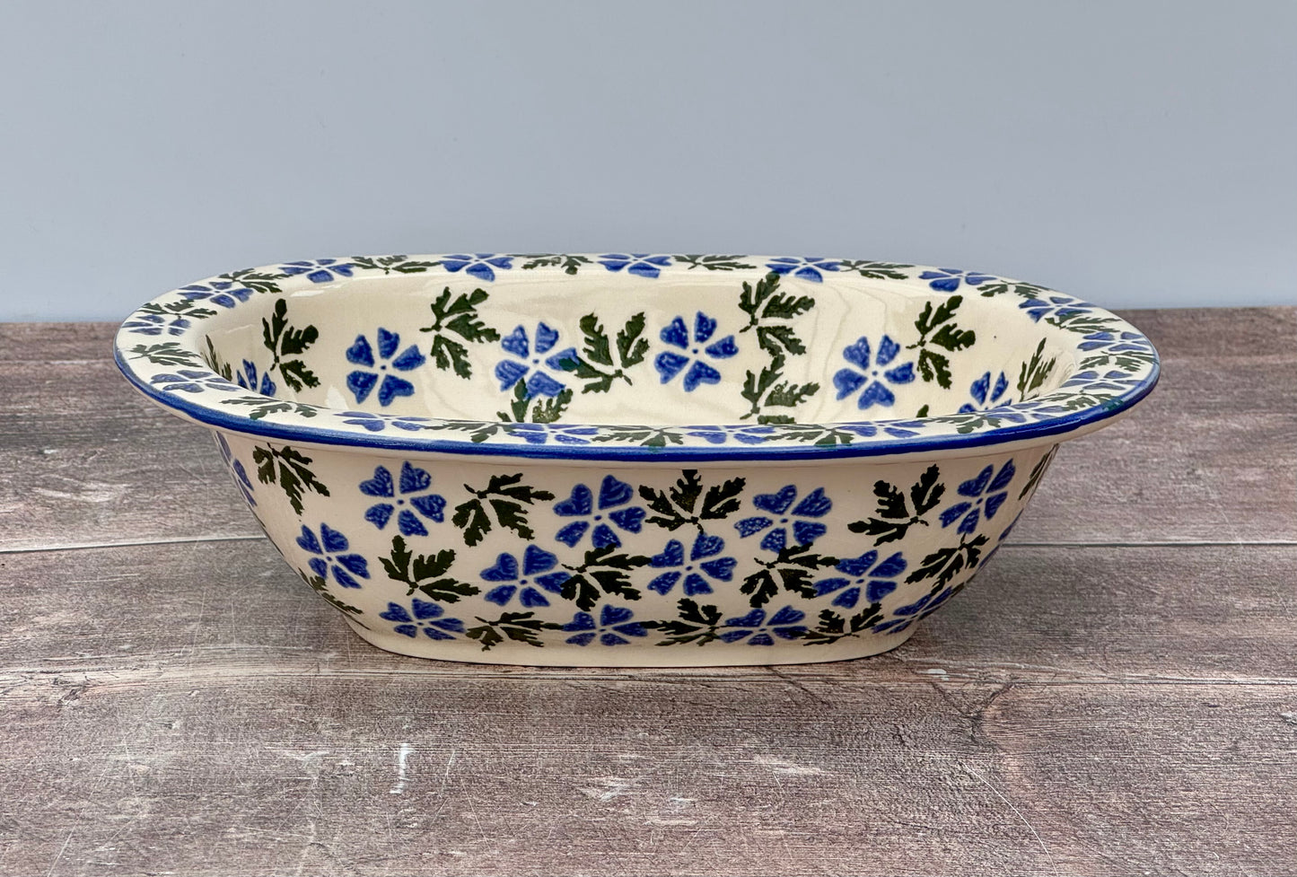 Blue Flower Patterned Baking / Pie Dish, 24cm