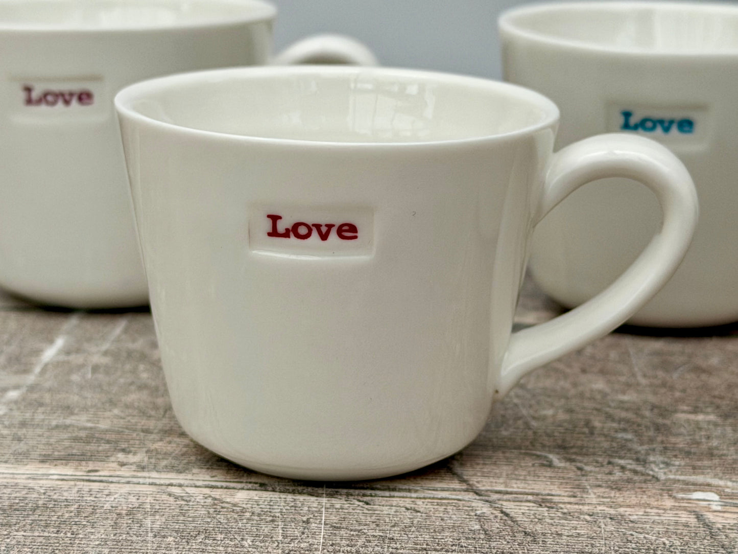 Set of 4 White ‘love’ Espresso Mugs