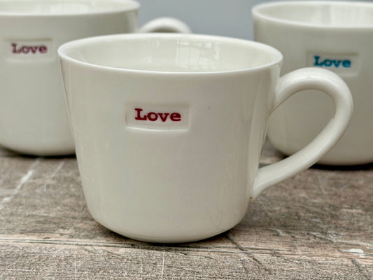 Set of 4 White ‘love’ Espresso Mugs