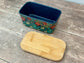 Scandi Home Navy Multi-Coloured Flower Patterned Butter Dish with Wooden Lid
