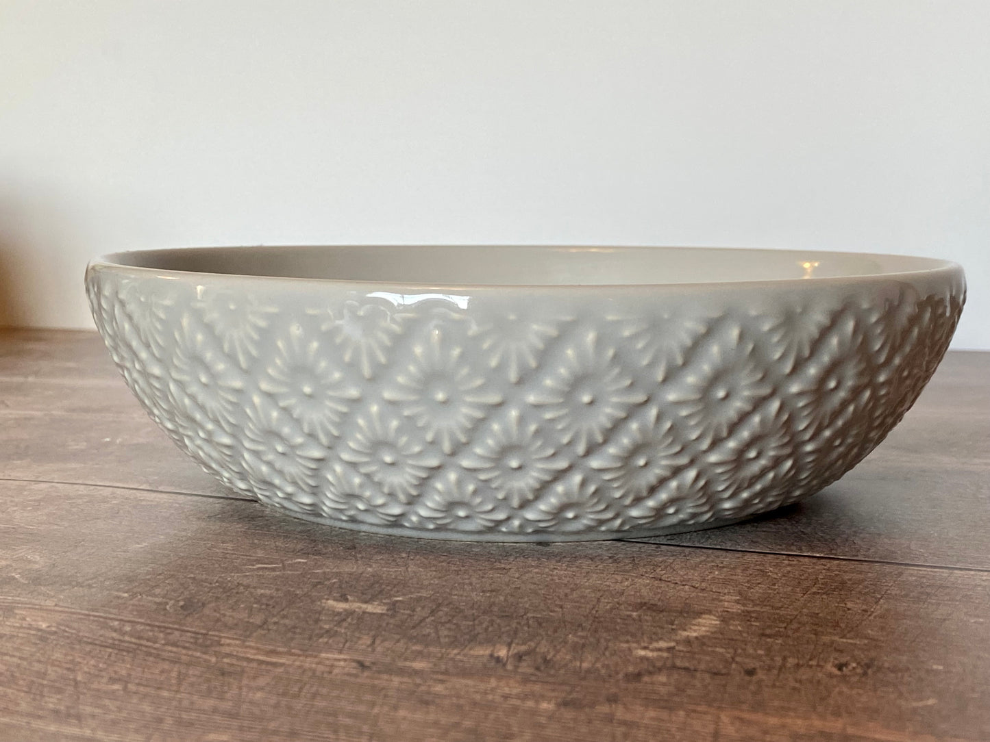 Grey Diamond Patterned Pasta/Serving Bowl, 22cm