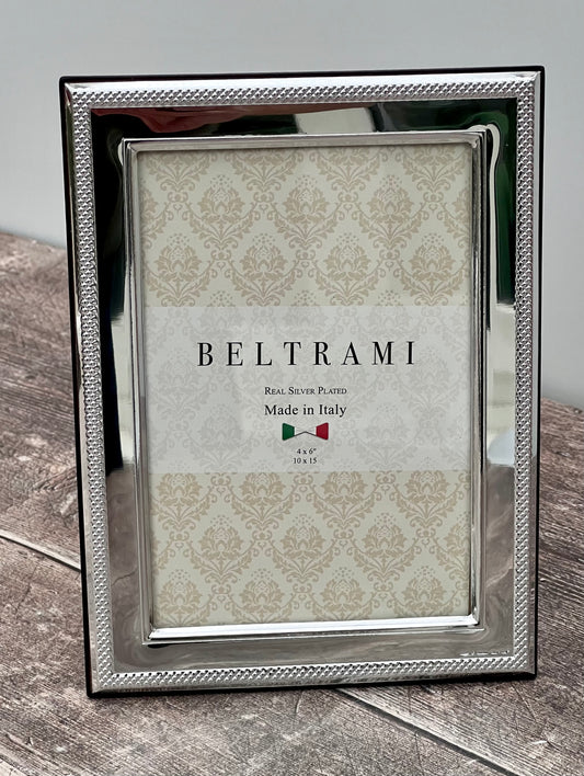 Beltrami Silver Plated Patterned Border Photo Frame 4 x 6