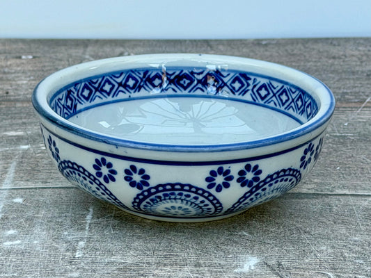 Blue and White Circular Patterned Small Bowl, 13cm