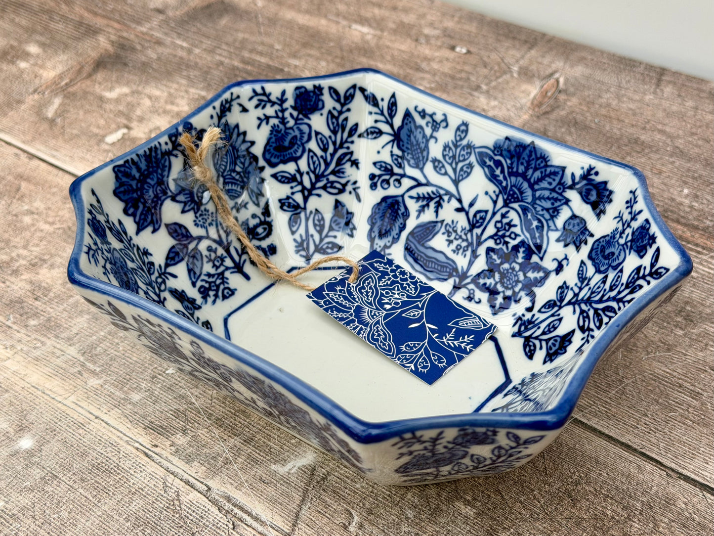 Blue and White Flower Patterned Bowl