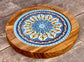 Blue Geometric Patterned Olive Wood Serving/Cheese Board