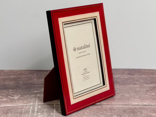 Natalini Red and Gold Stripe Photo Frame 4 x 6