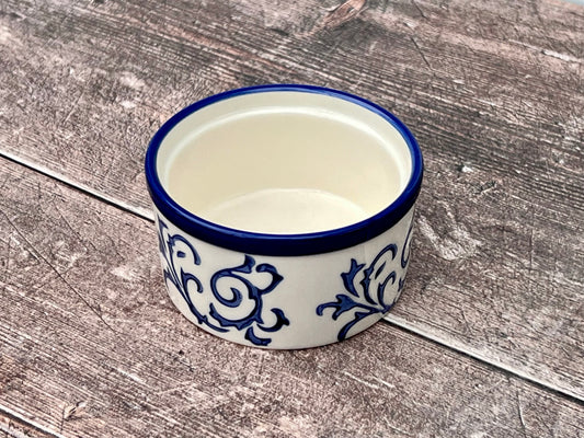 Blue Swirl Patterned Round Ramekin, 9cm