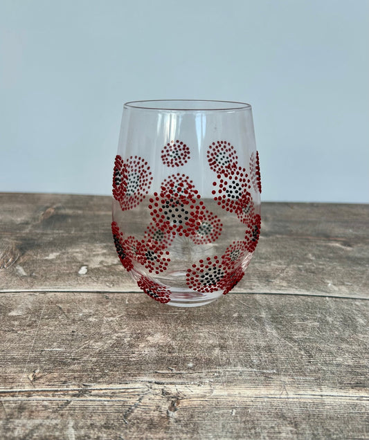 Sunny By Sue Red & Black Circular Design Stemless Glass/Tumbler